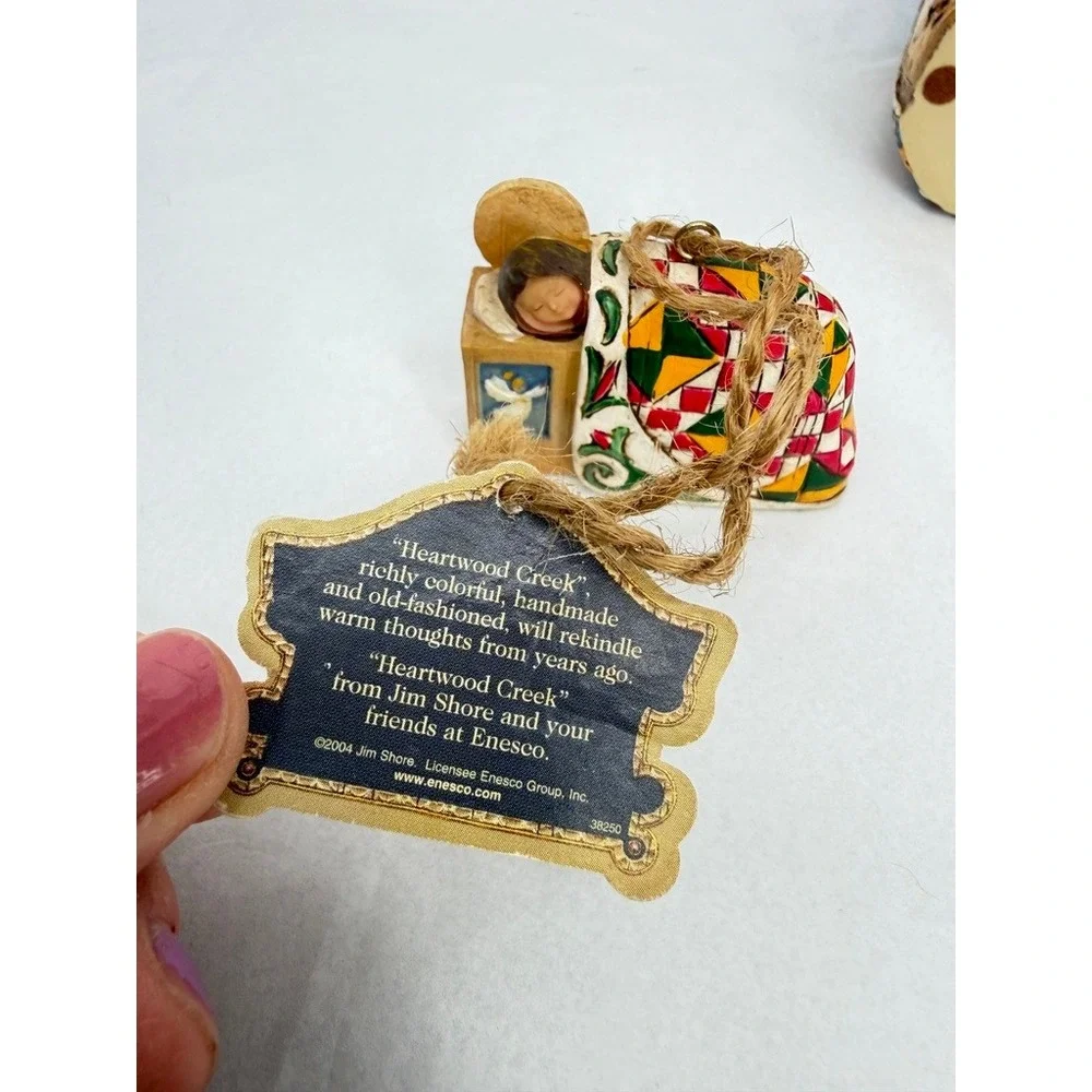 Jim Shore Heartwood Creek Nativity Ornament Set 3 Piece 'Joy to The World' XMAS